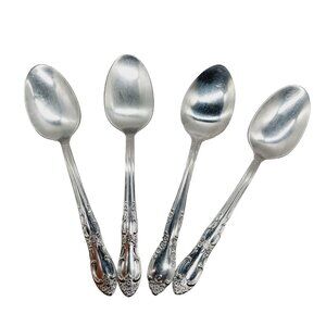 Oneidacraft Venus Stainless Glossy Flatware Lot of 4 Dinner Spoons 7"